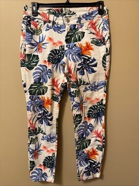 Tommy Bahama White Tropical Leaf-Print Skinny Jeans